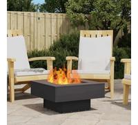 GeenYuu Black Steel Fire Pit, 60 x 60 x 30 cm, Square, Heat Resistant and Rustproof for Garden, Patio, Outdoor Use, Cosy Warmth and Stylish Atmosphere