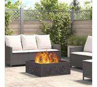 GeenYuu Black Steel Fire Pit, 80 x 80 x 30 cm, Weatherproof and Rustproof, Portable for Garden and Patio, Modern Fire Bowl for Cosy Evenings Outdoors