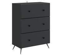 GeenYuu Black Wood Composite Drawer Cabinet 66 x 34.5 x 90 cm with 3 Drawers and Compartments, Versatile Storage for Office, Bedroom, Hallway, Living Room, Storage Space and Order