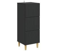 GeenYuu Black Wooden Drawer Cabinet 33 x 34.5 x 90 cm with 3 Drawers, Versatile Storage for Living Room, Bedroom, Office and Hallway, Practical Storage Solution