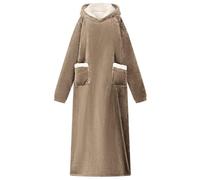 GeenYuu Blanket Hoodie Camel M Soft Fleece Flannel Blend 127 x 170 cm with Extra Warm Hood and Practical Pocket for Cosy Winter Loungewear Relax and Feel Good at Home