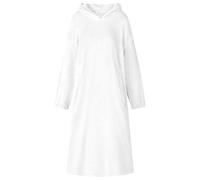 GeenYuu Blanket Hoodie White Flannel L, Warm Loungewear with Practical Pocket and Extra Warm Hood Design, Ideal for Relaxing, Sleeping and Feeling Good at Home in Winter