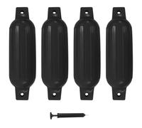GeenYuu Boat Fender Set of 4 Black PVC 41 x 11.5 cm with Pump for Boat, Yacht, Sail and Engine, Robust Fender for Securing to Cleat, Bollard, Bridge and Port