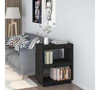 GeenYuu Bookcase Black Solid Pine Wood 60 x 35 x 71 cm Standing Shelf with Lots of Storage Space for Books, Folders, CDs and Decoration as a Practical Room Divider in the Living Room or Office