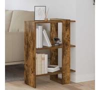 GeenYuu Bookcase Smoked Oak Wood Material 52 x 25 x 71.5 cm Standing Shelf with 2 Compartments Freestanding as Room Divider for Living Room Office Bedroom