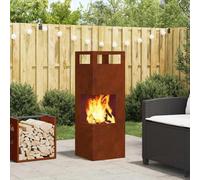 GeenYuu Brown Weatherproof Steel Fire Pit, 35 x 35 x 100 cm, Rectangular for Garden, Patio, Outdoor, Warmth, Cosy Atmosphere