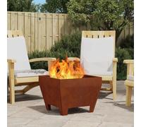 GeenYuu Brown Weatherproof Steel Fire Pit, 50 x 50 x 38 cm, Square, Portable and Rustproof for Garden, Patio, Outdoor, Heat Resistant up to 600°C, Ideal for Cosy Warmth and Decoration