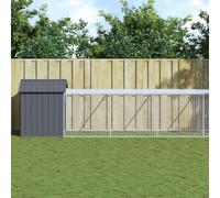 GeenYuu Chicken Cage with Run Anthracite Galvanised Steel 117 x 1221 x 123 cm Large Small Animal Cage Rabbit Hutch Guinea Pig Cage Rodent Cage Outdoor Enclosure for Garden Outdoor Protection