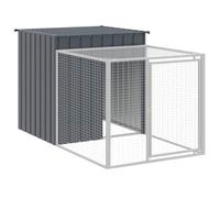 GeenYuu Chicken Cage with Run Galvanised Steel Anthracite 110 x 201 x 110 cm, Weatherproof Metal Enclosure with Mesh Design, Ideal as a Small Animal Cage for Garden, Outdoor, Protection and Play