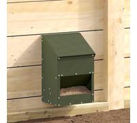 GeenYuu Chicken Feeder Olive Green Cold-Rolled Steel 21 x 16 x 33 cm Feeder with 3 kg Capacity for Indoor Outdoor Use Robust Weatherproof Bowl for Garden Patio