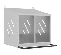 GeenYuu Chicken Nesting Box with 2 Compartments, Galvanised Silver Metal, 54 x 64 x 59.5 cm, Weatherproof, Durable, with Perch and Ventilation for Indoor and Outdoor Use, Easy Cleaning