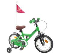 GeenYuu Children's Bicycle 12 Inch Green for 2-4 Years with Steel Frame, Adjustable Seat and Handlebar, Brake, Mudguard, Bell, Outdoor Two-Wheeler for Nature, Leisure and Safe Rides