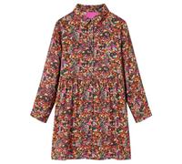 GeenYuu Children's Dress with Long Sleeves 100% Lyocell Multicoloured with Floral Pattern Size 128 for Girls 7-8 Years Festive Everyday School Birthday Party