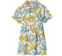 GeenYuu Children's Ecru Girls' Short Sleeve Turn-Down Collar Flower 80% Viscose 20% Nylon Size 92 for Toddlers 1.5-2 Years Everyday Summer Festive Party Comfortable Breathable
