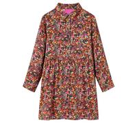 GeenYuu Children's Girls' Long Sleeve Dress with Turn-Down Collar Multicoloured Floral Pattern Made of 100% Lyocell Size 104 for Everyday, School, Birthday and Festive Occasions