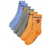 GeenYuu Children's Socks 5 Pairs EU 26-29 Cotton with Bear Motif and Coloured Stripes Non-Slip Warm Seamless Soft for Boys and Girls in Nursery and Everyday Use