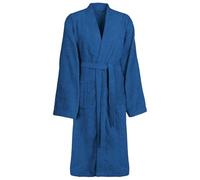 GeenYuu Chin Blue Cotton Bathrobe Size L with Adjustable Belt, Absorbent and Fluffy, Ideal as Dressing Gown and House Coat for Sauna, Wellness and Bathroom Comfort