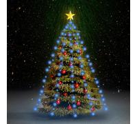 GeenYuu Christmas Tree Light Net with 180 Blue LEDs, 180 cm Length, PVC Material, 8 Light Effects, Waterproof for Indoor and Outdoor Use, USB Port, 5 m Cable for Christmas, Garden, Balcony, Party