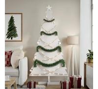 GeenYuu Christmas Tree White 180 cm Made of Solid Pine Wood with Sturdy Stand, Foldable and Space-Saving, Ideal for Living Room and Indoor Use
