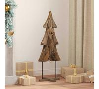 GeenYuu Christmas Tree with Stand, Brown Solid Wood Teak, 90 cm, Rustic Christmas Tree for Living Room, Office, Indoor, Outdoor with Stable Stand and Natural Look