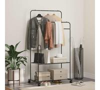 GeenYuu Clothes Rack with Shelf and Wheels Black 80 x 53 x 156 cm Freestanding with Shoe Rack and Double Clothes Rail for Bedroom Hallway Dressing Room Organiser System