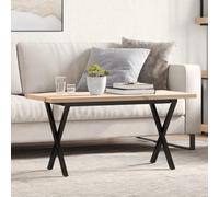 GeenYuu Coffee Table X-Frame Solid Pine Wood with Powder-Coated Steel Frame 100 x 50 x 45.5 cm Stable Modern for Living Room Dining Room Kitchen Space Saving Robust