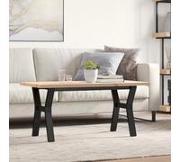GeenYuu Coffee Table Y-Frame Solid Pine Wood 100 x 50 x 45.5 cm Powder-Coated Steel Living Room Table Modern Design Stability and Durability