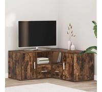 GeenYuu Corner Shelf Smoked Oak Wood Material 160 x 40 x 45 cm with Drawers and Compartments, Versatile Storage Shelf for Living Room, Bedroom, Hallway and Office, Sturdy Surface, Easy to Clean