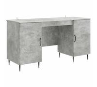 GeenYuu Desk Concrete Grey with Door and Shelf, 142.5 x 50 x 75 cm, Wood Composite, Versatile Office and Computer Desk with Storage Space for Home Office and Study