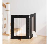 GeenYuu Dog Gate with Metal Stands, Pack of 2, Foldable, 60 x 60 cm, Black Oak for Home, Garden, Camping, Safe Barrier and Run for Puppy and Animal