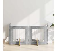 GeenYuu Dog Gate with Stands 4 Pieces Grey Sonoma 60 x 60 cm Foldable Metal Fence Indoor Run Grid Playpen Cage Protection Transport Camping