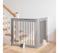 GeenYuu Dog Gate with Stands Pack of 2 Grey Sonoma 100 x 100 cm Galvanised Steel Foldable Robust Compact Space Saving for Indoor Puppy Run and Pet Fence