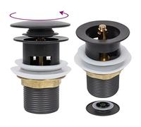 GeenYuu Drain Fitting with Overflow Grey Zinc and Brass 6.4 x 6.4 x 9.1 cm with 1¼ Inch Screw Connection for Bathroom and Kitchen Sink Easy Operation and Cleaning