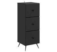 GeenYuu Drawer Cabinet Black Wood Material 33 x 34.5 x 90 cm with 3 Drawers and Lock for Office, Bedroom, Living Room, Hallway, Garage, Storage Space and Order