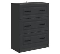GeenYuu Drawer Cabinet Black Wood Material 66 x 34.5 x 87 cm with 2 Drawers and 3 Compartments for Living Room Bedroom Office Storage Space Organiser and Storage