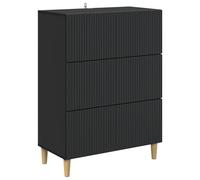 GeenYuu Drawer Cabinet Black Wood Material 66 x 34.5 x 90 cm with 3 Drawers Versatile Storage Solution for Living Room, Office, Bedroom, Hallway, Storage Space and Order