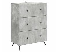 GeenYuu Drawer Cabinet Concrete Grey Wood Material 66 x 34.5 x 90 cm with 3 Drawers and Compartments for Living Room Bedroom Office Storage Space and Interior Order