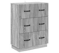 GeenYuu Drawer Cabinet Grey Sonoma Wood Material 66 x 34.5 x 87 cm with 3 Drawers Storage Space and Lockable Doors for Living Room Bedroom Office Hallway Organiser and Storage