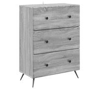 GeenYuu Drawer Cabinet Grey Sonoma Wood Material 66 x 34.5 x 90 cm with 3 Drawers and Adjustable Compartments for Living Room Bedroom Office Storage and Order