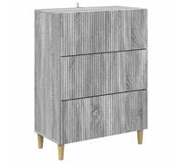 GeenYuu Drawer Cabinet Grey Sonoma Wood Material 66 x 34.5 x 90 cm with 3 Drawers Versatile Storage Space for Living Room Bedroom Office Hallway and Kitchen Practical Storage Solution