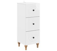 GeenYuu Drawer Cabinet High Gloss White Wood Material 33 x 34.5 x 90 cm with 3 Drawers for Living Room Bedroom Office Storage and Order