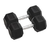 GeenYuu Dumbbells 2 Pieces 30 kg Total Cast Iron with Rubber Coating Hexagonal Non-Slip Knurled Handle for Strength Training Home Fitness Workout Muscle Building Sports Accessories