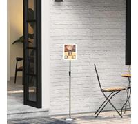GeenYuu Exhibition Stand Silver Aluminium 25 x 25 x 125 cm Height Adjustable for Trade Show Wall, Advertising Stand, Display, Rollup Banner, Portable and Foldable for Event, Exhibition, Marketing