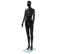 GeenYuu Female Mannequin Black with Glass Base 175 cm Adjustable Arms and Head Polypropylene Figure for Boutique, Dressmaking, Fashion Presentation and Shop Equipment
