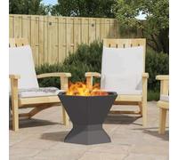 GeenYuu Fire Pit Black Steel 50 x 50 x 40 cm for Garden Patio Outdoor with Robust Matte Surface and Large Wood Holder for Cosy Warmth and Stylish Ambience