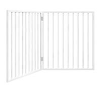 GeenYuu Foldable Dog Gate Poplar Wood White 160 cm with 2 Panels Freestanding and Compact Ideal for Puppy Run, Pet Fence and Safety in Indoor and Outdoor Use