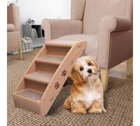GeenYuu Foldable Dog Stairs Brown Polypropylene and Felt 62 x 40 x 49.5 cm, Non-Slip with Non-Slip Steps, Foldable Climbing Aid for Dogs, Cats, Puppies, Seniors, Sofa, Bed, Car, Gentle on Joints
