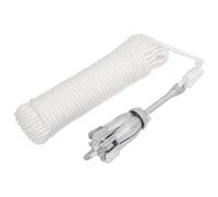 GeenYuu Folding Anchor with Rope Silver 1.5 kg Malleable Cast Iron 31 x 6 x 6 cm 30 m Rope Length 8 mm Diameter for Boat Kayak Canoe Dinghy Sailing Boat Motor Boat Safe Mooring at Sea and River