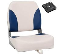 GeenYuu Folding Boat Seat with Padding in Blue/White Made of PVC and PU, 41 x 36 x 48 cm, 360° Rotatable, Load Capacity up to 100 kg, Includes Powder-Coated Steel Swivel, Ideal for Sailing Boat, Yacht