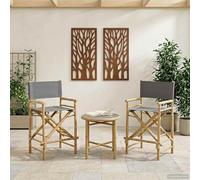 GeenYuu Folding Chair for Directors Made of Natural Bamboo, Pack of 2, Weatherproof, Space-Saving, Stable with Armrest, Ideal for Garden, Balcony, Patio and Outdoor Use